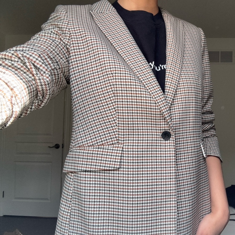 H&M Tan Houndstooth Blazer